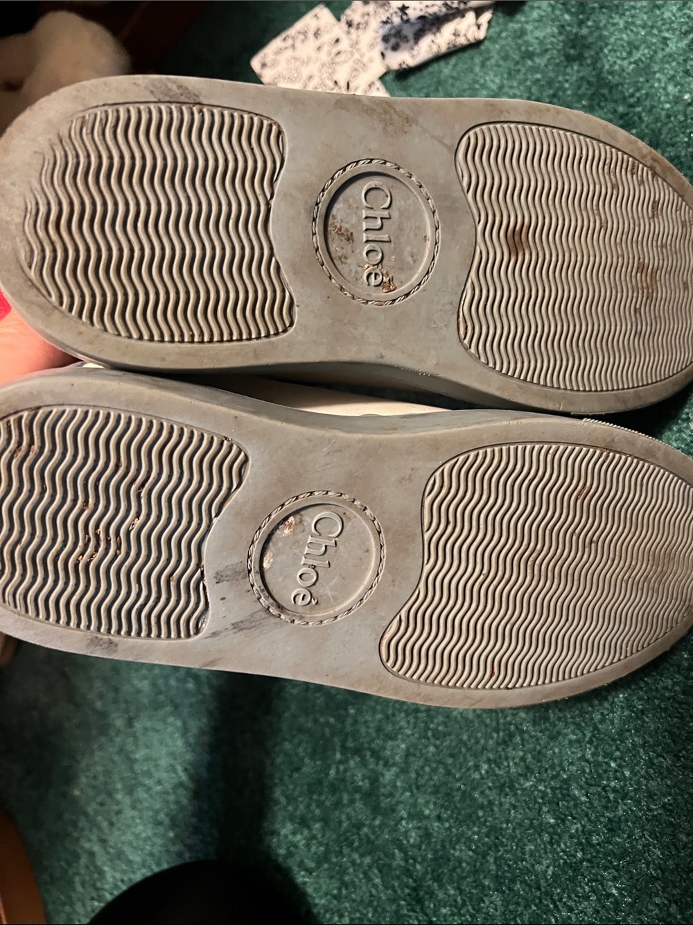 Chloé White Leather Sneakers with Navy Heel Tab - Picture 4 of 5
